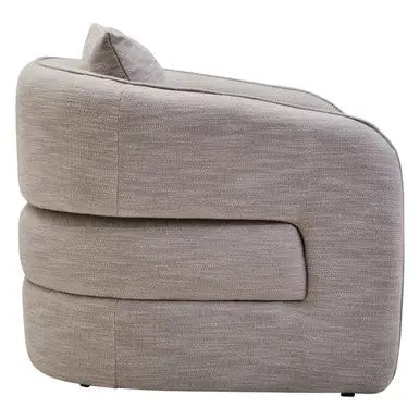 Grey Linen Effect Curved Chair | Bilani
