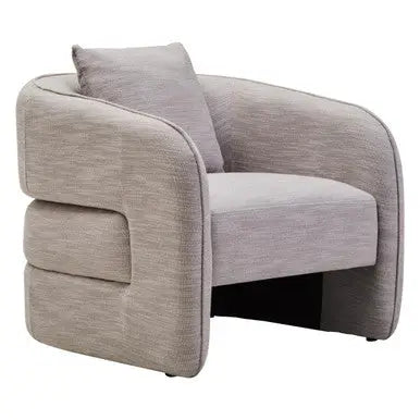 Grey Linen Effect Curved Chair | Bilani