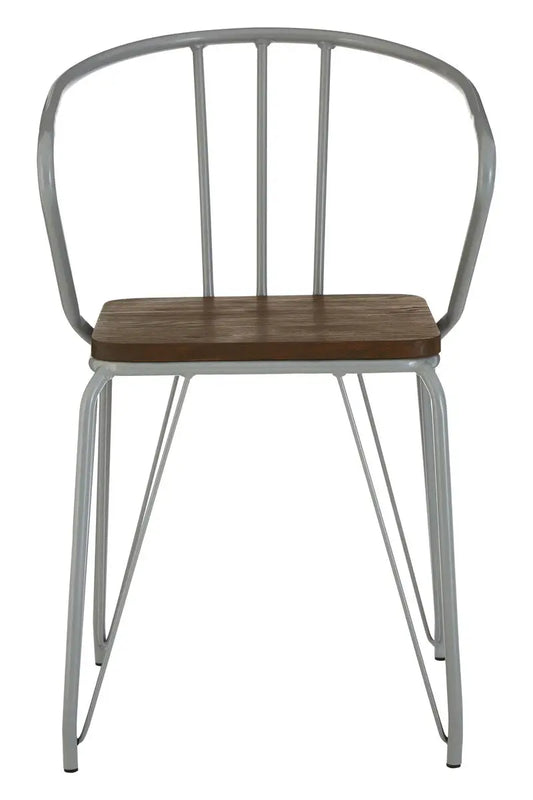 Grey Metal and Elm Wood Armchair | District