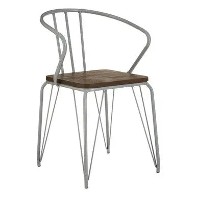 Grey Metal and Elm Wood Armchair | District