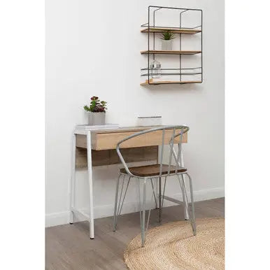 Grey Metal and Elm Wood Armchair | District