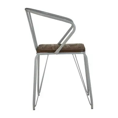 Grey Metal and Elm Wood Armchair | District