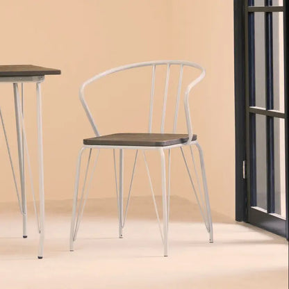 Grey Metal and Elm Wood Armchair | District