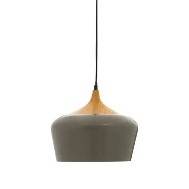 Grey Metal and Wood Effect Pendant Light | Blayne