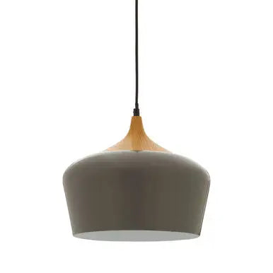 Grey Metal and Wood Effect Pendant Light | Blayne
