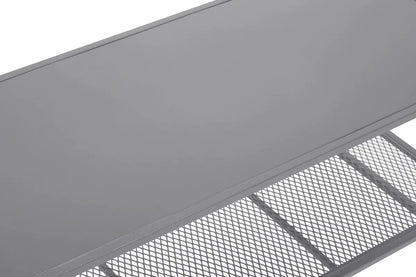 Grey Powder Coated Metal Coffee Table with Lower Mesh Display Shelf, Acero
