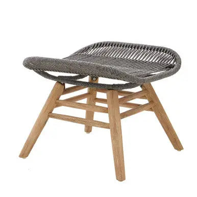 Grey Rope Lounge Chair and Footstool | Sisal