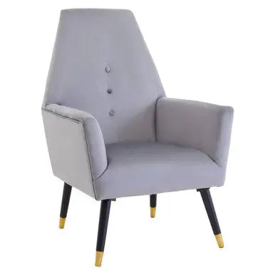 Grey Velvet Button Detail Chair | Loretta