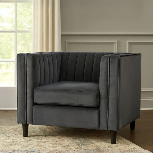 Grey Velvet Chair | Farah