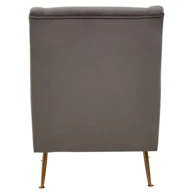 Grey Velvet Chair with Gold Finish Legs | Doucet