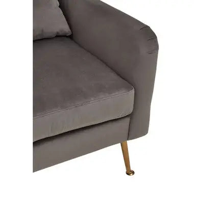 Grey Velvet Chair with Gold Finish Legs | Doucet