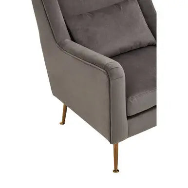 Grey Velvet Chair with Gold Finish Legs | Doucet