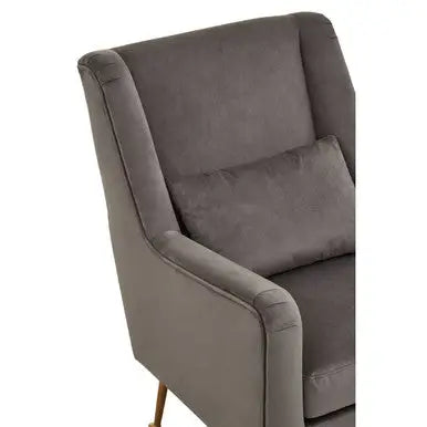 Grey Velvet Chair with Gold Finish Legs | Doucet