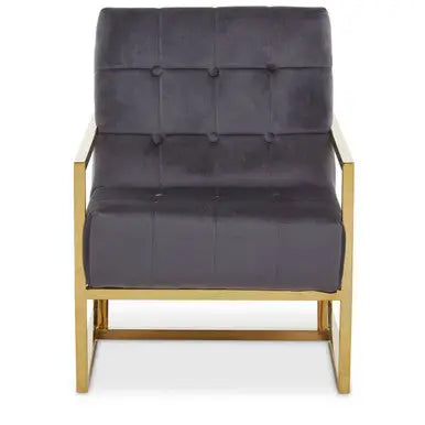 Grey Velvet Chair with Gold Frame | Hana