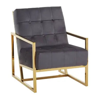 Grey Velvet Chair with Gold Frame | Hana