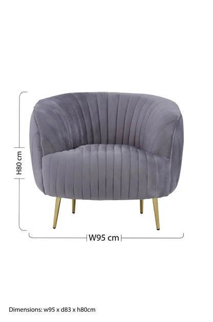 Grey Velvet Chair with Gold Legs | Florina