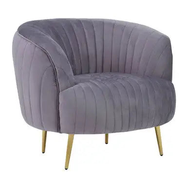 Grey Velvet Chair with Gold Legs | Florina