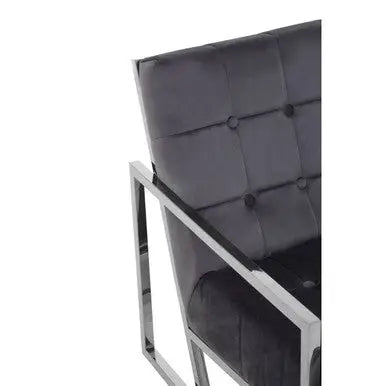 Grey Velvet Chair with Stainless Steel Frame | Hana
