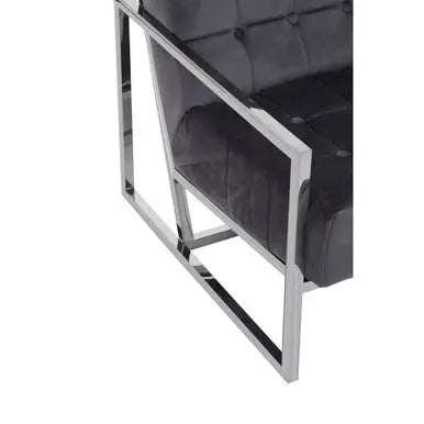 Grey Velvet Chair with Stainless Steel Frame | Hana
