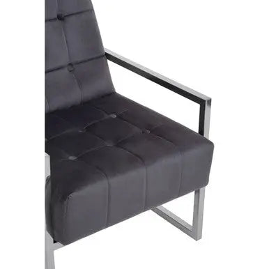 Grey Velvet Chair with Stainless Steel Frame | Hana