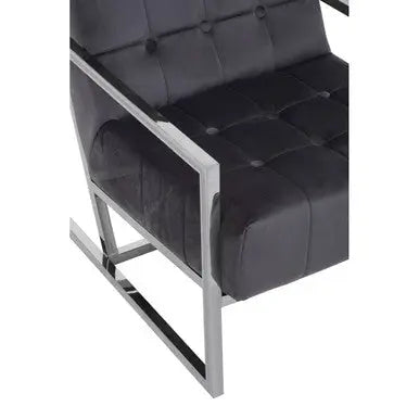 Grey Velvet Chair with Stainless Steel Frame | Hana