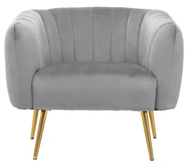 Grey Velvet Channel Tufted Accent Chair | Larissa