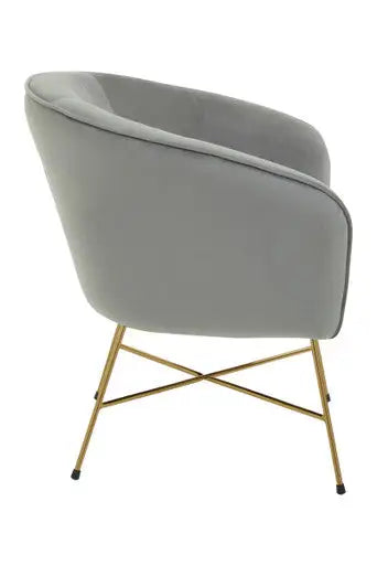 Grey Velvet Curved Accent Chair | Stockholm
