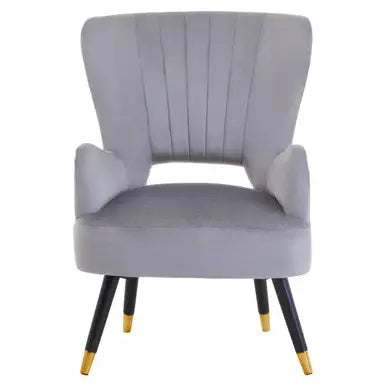 Grey Velvet Cut Out Back Chair | Loretta