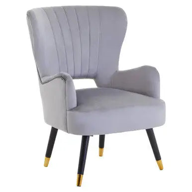 Grey Velvet Cut Out Back Chair | Loretta