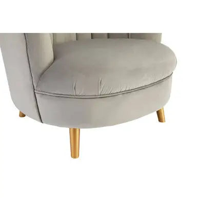 Grey Velvet Scalloped Curved Chair with Gold Wood Legs | Orlina