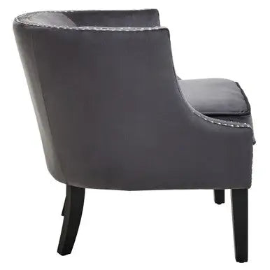 Grey Velvet Studded Chair | Larissa