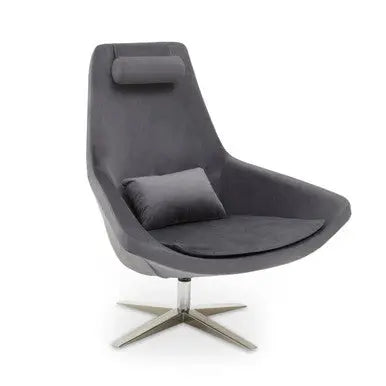 Grey Velvet Swivel Lounge Chair | Kalo