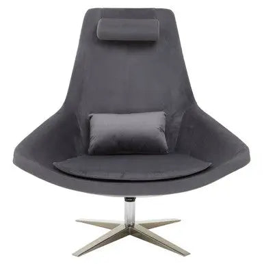 Grey Velvet Swivel Lounge Chair | Kalo