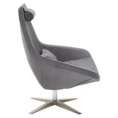 Grey Velvet Swivel Lounge Chair | Kalo