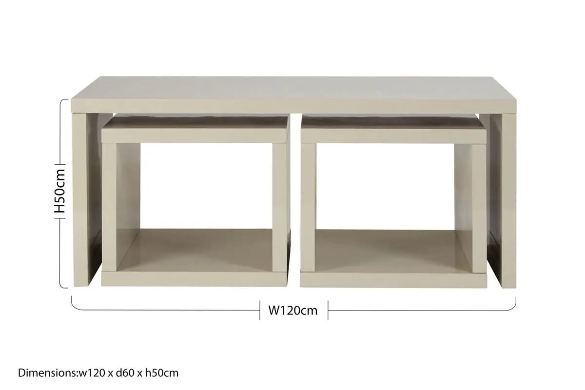 Grey Wood Coffee Table with 2 Under Tables, Madrid