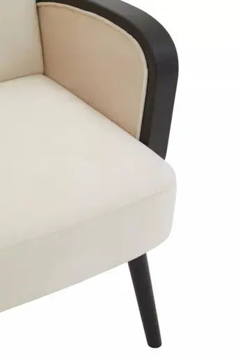 Hala Cream Velvet and Rattan Armchair