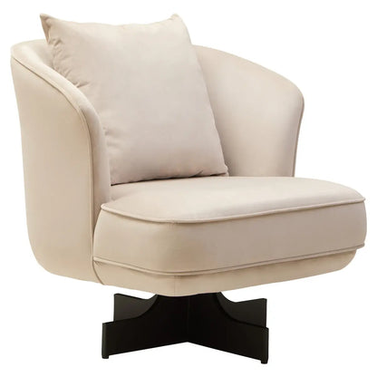 Hale Cream Velvet Swivel Chair with Cushion