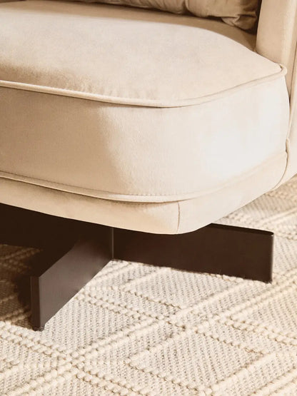 Hale Cream Velvet Swivel Chair with Cushion