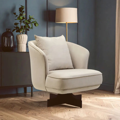 Hale Cream Velvet Swivel Chair with Cushion