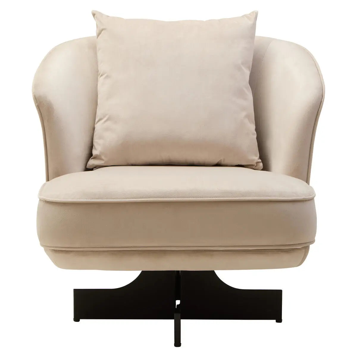 Hale Cream Velvet Swivel Chair with Cushion