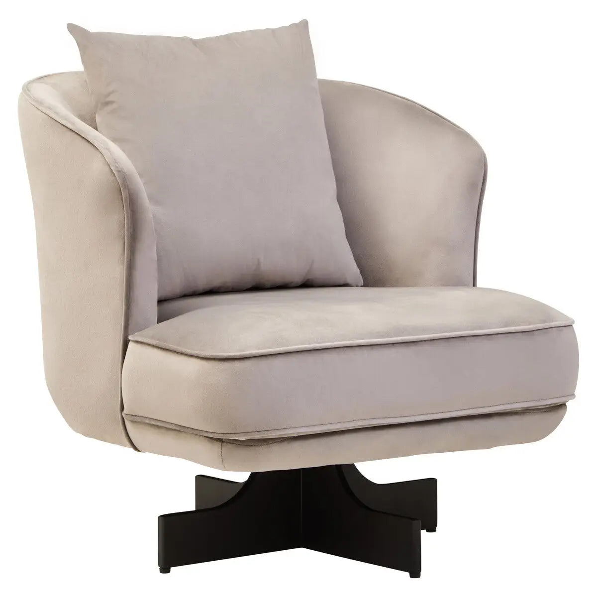 Hale Grey Velvet Swivel Chair with Cushion
