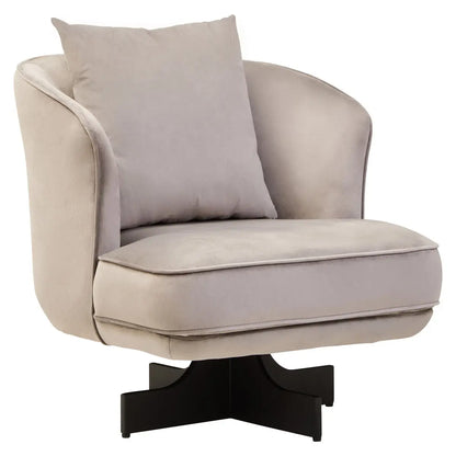 Hale Grey Velvet Swivel Chair with Cushion