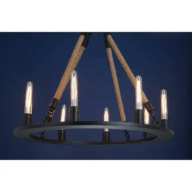 Hampstead 8 Bulb Rope and Metal Hoop Chandelier