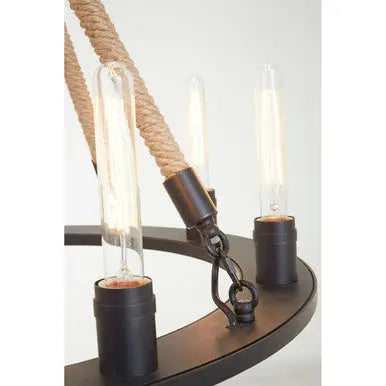 Hampstead 8 Bulb Rope and Metal Hoop Chandelier