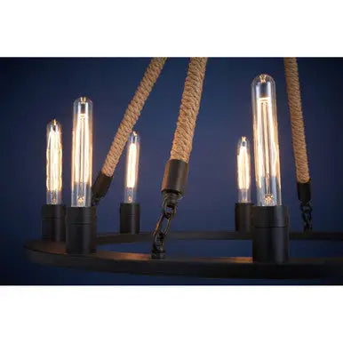 Hampstead 8 Bulb Rope and Metal Hoop Chandelier