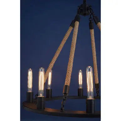 Hampstead 8 Bulb Rope and Metal Hoop Chandelier