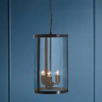Hampstead Black Finish Small Pendant Light With Hints of Gold