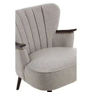 Hampstead Taupe Fabric Armchair with Walnut Wood Accents