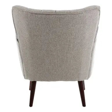 Hampstead Taupe Fabric Armchair with Walnut Wood Accents