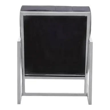Hana Black Velvet Chair with Stainless Steel Frame